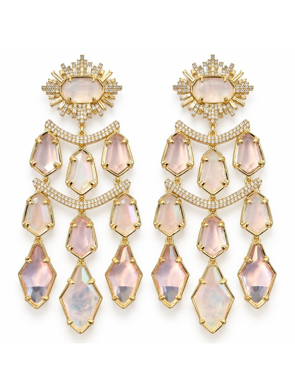 Kendra Scott Alexandria Gold Statement Earrings White Mix